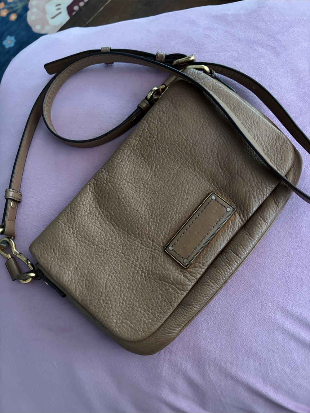 Marc by Marc Jacobs Taupe Brown Pebbled Leather Crossbody